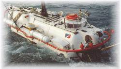 Survey vessel at sea.